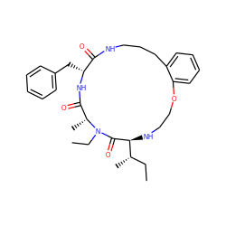 CC[C@H](C)[C@@H]1NCCOc2ccccc2CCCNC(=O)[C@@H](Cc2ccccc2)NC(=O)[C@@H](C)N(CC)C1=O ZINC001772650104