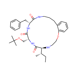 CC[C@H](C)[C@@H]1NCCOc2ccccc2CCCNC(=O)[C@@H](Cc2ccccc2)NC(=O)[C@@H](COC(C)(C)C)NC1=O ZINC000202072254