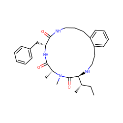 CC[C@H](C)[C@@H]1NCCc2ccccc2CCCNC(=O)[C@@H](Cc2ccccc2)NC(=O)[C@@H](C)N(C)C1=O ZINC001772636553