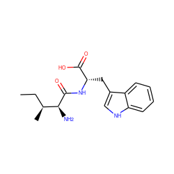 CC[C@H](C)[C@H](N)C(=O)N[C@@H](Cc1c[nH]c2ccccc12)C(=O)O ZINC000002556614