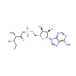 CC[C@H](C)[C@H](N)C(=O)NS(=O)(=O)OC[C@H]1O[C@@H](n2cnc3c(N)ncnc32)[C@H](O)[C@@H]1O ZINC000013488353