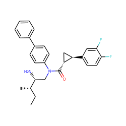 CC[C@H](C)[C@H](N)CN(C(=O)[C@@H]1C[C@H]1c1ccc(F)c(F)c1)c1ccc(-c2ccccc2)cc1 ZINC000299869216