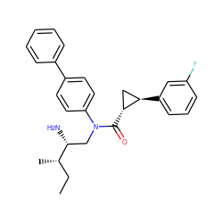 CC[C@H](C)[C@H](N)CN(C(=O)[C@@H]1C[C@H]1c1cccc(F)c1)c1ccc(-c2ccccc2)cc1 ZINC000299865771