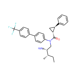 CC[C@H](C)[C@H](N)CN(C(=O)[C@@H]1C[C@H]1c1ccccc1)c1ccc(-c2ccc(C(F)(F)F)cc2)cc1 ZINC000299869021