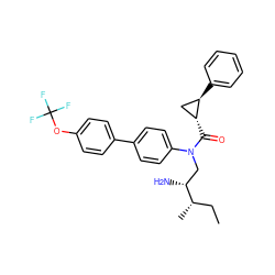 CC[C@H](C)[C@H](N)CN(C(=O)[C@@H]1C[C@H]1c1ccccc1)c1ccc(-c2ccc(OC(F)(F)F)cc2)cc1 ZINC000299857073