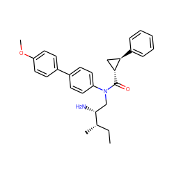 CC[C@H](C)[C@H](N)CN(C(=O)[C@@H]1C[C@H]1c1ccccc1)c1ccc(-c2ccc(OC)cc2)cc1 ZINC000299868362