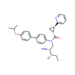 CC[C@H](C)[C@H](N)CN(C(=O)[C@@H]1C[C@H]1c1ccccn1)c1ccc(-c2ccc(OC(C)C)cc2)cc1 ZINC000072316697