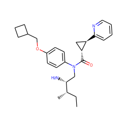 CC[C@H](C)[C@H](N)CN(C(=O)[C@@H]1C[C@H]1c1ccccn1)c1ccc(OCC2CCC2)cc1 ZINC000144888793