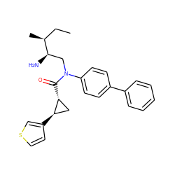 CC[C@H](C)[C@H](N)CN(C(=O)[C@@H]1C[C@H]1c1ccsc1)c1ccc(-c2ccccc2)cc1 ZINC000299855652