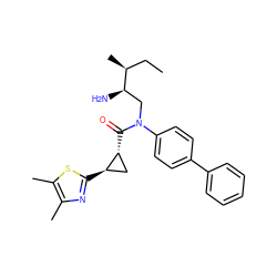 CC[C@H](C)[C@H](N)CN(C(=O)[C@@H]1C[C@H]1c1nc(C)c(C)s1)c1ccc(-c2ccccc2)cc1 ZINC000299871196