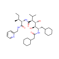 CC[C@H](C)[C@H](NC(=O)[C@@H](C(C)C)[C@H](O)[C@H](O)[C@H](CC1CCCCC1)NC(=O)CC1CCCCC1)C(=O)NCc1ccccn1 ZINC000103252389