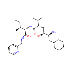 CC[C@H](C)[C@H](NC(=O)[C@@H](C[C@H](O)[C@@H](N)CC1CCCCC1)C(C)C)C(=O)NCc1ccccn1 ZINC000003799998