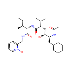 CC[C@H](C)[C@H](NC(=O)[C@@H](C[C@H](O)[C@H](CC1CCCCC1)NC(C)=O)C(C)C)C(=O)NCc1cccc[n+]1[O-] ZINC000027896473