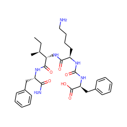 CC[C@H](C)[C@H](NC(=O)[C@@H](CCCCN)NC(=O)N[C@@H](Cc1ccccc1)C(=O)O)C(=O)N[C@@H](Cc1ccccc1)C(N)=O ZINC000073297481