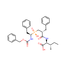 CC[C@H](C)[C@H](NC(=O)[C@@H](Cc1ccccc1)C[P@](=O)(O)[C@H](Cc1ccccc1)NC(=O)OCc1ccccc1)C(=O)O ZINC000028760824