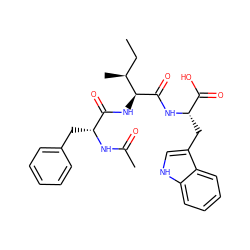 CC[C@H](C)[C@H](NC(=O)[C@@H](Cc1ccccc1)NC(C)=O)C(=O)N[C@@H](Cc1c[nH]c2ccccc12)C(=O)O ZINC000026578160