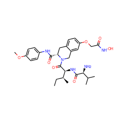 CC[C@H](C)[C@H](NC(=O)[C@@H](N)C(C)C)C(=O)N1Cc2cc(OCC(=O)NO)ccc2C[C@H]1C(=O)Nc1ccc(OC)cc1 ZINC000072121298