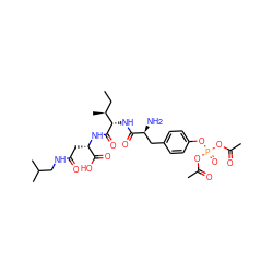 CC[C@H](C)[C@H](NC(=O)[C@@H](N)Cc1ccc(OP(=O)(OC(C)=O)OC(C)=O)cc1)C(=O)N[C@@H](CC(=O)NCC(C)C)C(=O)O ZINC000169320076