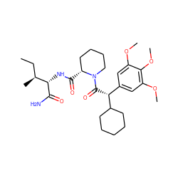 CC[C@H](C)[C@H](NC(=O)[C@@H]1CCCCN1C(=O)[C@H](c1cc(OC)c(OC)c(OC)c1)C1CCCCC1)C(N)=O ZINC000653915970