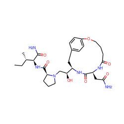 CC[C@H](C)[C@H](NC(=O)[C@@H]1CCCN1C[C@H](O)[C@H]1Cc2ccc(cc2)OCCCC(=O)N[C@@H](CC(N)=O)C(=O)N1)C(N)=O ZINC000026505043