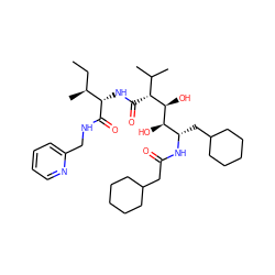CC[C@H](C)[C@H](NC(=O)[C@H](C(C)C)[C@@H](O)[C@H](O)[C@H](CC1CCCCC1)NC(=O)CC1CCCCC1)C(=O)NCc1ccccn1 ZINC000026396595