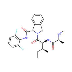 CC[C@H](C)[C@H](NC(=O)[C@H](C)NC)C(=O)N1Cc2ccccc2[C@H]1C(=O)Nc1c(F)cccc1F ZINC000144964870