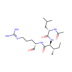 CC[C@H](C)[C@H](NC(=O)[C@H](CC(C)C)NC(C)=O)C(=O)N[C@H](C=O)CCCN=C(N)N ZINC000038654030