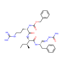 CC[C@H](C)[C@H](NC(=O)[C@H](CCCNC(=N)N)NC(=O)OCc1ccccc1)C(=O)N[C@H](/C=N/NC(N)=O)Cc1ccccc1 ZINC000082157351