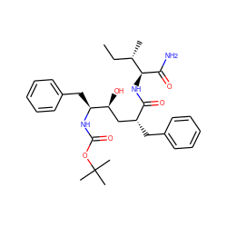 CC[C@H](C)[C@H](NC(=O)[C@H](Cc1ccccc1)C[C@H](O)[C@H](Cc1ccccc1)NC(=O)OC(C)(C)C)C(N)=O ZINC000003933969