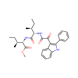 CC[C@H](C)[C@H](NC(=O)C(=O)c1c(-c2ccccc2)[nH]c2ccccc12)C(=O)N[C@H](C(=O)OC)[C@@H](C)CC ZINC000653889480