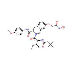 CC[C@H](C)[C@H](NC(=O)CC(C)(C)C)C(=O)N1Cc2cc(OCC(=O)NO)ccc2C[C@H]1C(=O)Nc1ccc(OC)cc1 ZINC000072117104