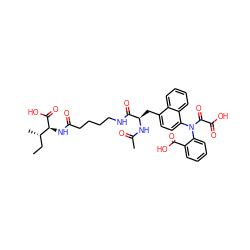 CC[C@H](C)[C@H](NC(=O)CCCCNC(=O)[C@@H](Cc1ccc(N(C(=O)C(=O)O)c2ccccc2C(=O)O)c2ccccc12)NC(C)=O)C(=O)O ZINC000049650206