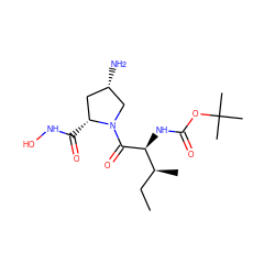 CC[C@H](C)[C@H](NC(=O)OC(C)(C)C)C(=O)N1C[C@@H](N)C[C@H]1C(=O)NO ZINC000028714473