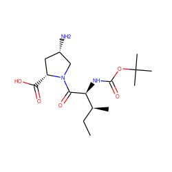 CC[C@H](C)[C@H](NC(=O)OC(C)(C)C)C(=O)N1C[C@@H](N)C[C@H]1C(=O)O ZINC000028714469