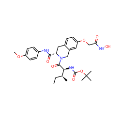 CC[C@H](C)[C@H](NC(=O)OC(C)(C)C)C(=O)N1Cc2cc(OCC(=O)NO)ccc2C[C@H]1C(=O)Nc1ccc(OC)cc1 ZINC000072119845