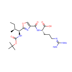 CC[C@H](C)[C@H](NC(=O)OC(C)(C)C)c1nc(C(=O)N[C@@H](CCCN=C(N)N)C(=O)O)co1 ZINC000205664509