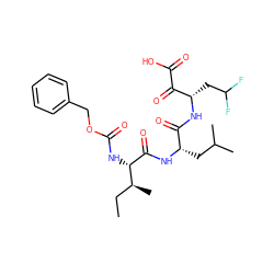 CC[C@H](C)[C@H](NC(=O)OCc1ccccc1)C(=O)N[C@@H](CC(C)C)C(=O)N[C@@H](CC(F)F)C(=O)C(=O)O ZINC000013530033