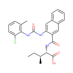 CC[C@H](C)[C@H](NC(=O)c1cc2ccccc2cc1NC(=O)Nc1c(C)cccc1Cl)C(=O)O ZINC000040835017