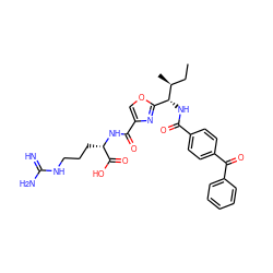 CC[C@H](C)[C@H](NC(=O)c1ccc(C(=O)c2ccccc2)cc1)c1nc(C(=O)N[C@@H](CCCNC(=N)N)C(=O)O)co1 ZINC000143810423