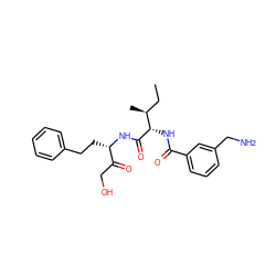 CC[C@H](C)[C@H](NC(=O)c1cccc(CN)c1)C(=O)N[C@@H](CCc1ccccc1)C(=O)CO ZINC000013818735