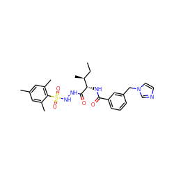 CC[C@H](C)[C@H](NC(=O)c1cccc(Cn2ccnc2)c1)C(=O)NNS(=O)(=O)c1c(C)cc(C)cc1C ZINC000103230368