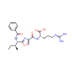 CC[C@H](C)[C@H](NC(=O)c1ccccc1)c1nc(C(=O)N[C@@H](CCCN=C(N)N)C(=O)O)co1 ZINC000205666710