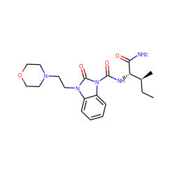 CC[C@H](C)[C@H](NC(=O)n1c(=O)n(CCN2CCOCC2)c2ccccc21)C(N)=O ZINC000035801387