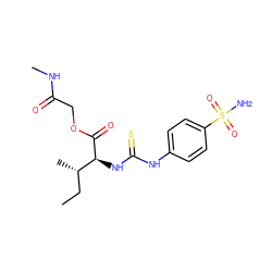 CC[C@H](C)[C@H](NC(=S)Nc1ccc(S(N)(=O)=O)cc1)C(=O)OCC(=O)NC ZINC000028457041