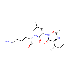 CC[C@H](C)[C@H](NC(C)=O)C(=O)N[C@@H](CC(C)C)C(=O)N[C@H](C=O)CCCCN ZINC000026022592