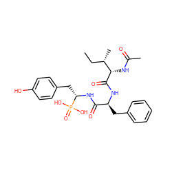 CC[C@H](C)[C@H](NC(C)=O)C(=O)N[C@@H](Cc1ccccc1)C(=O)N[C@@H](Cc1ccc(O)cc1)P(=O)(O)O ZINC000013369329