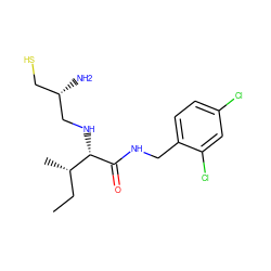 CC[C@H](C)[C@H](NC[C@@H](N)CS)C(=O)NCc1ccc(Cl)cc1Cl ZINC000027314383