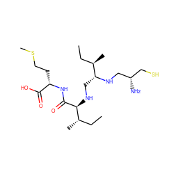 CC[C@H](C)[C@H](NC[C@@H](NC[C@@H](N)CS)[C@H](C)CC)C(=O)N[C@@H](CCSC)C(=O)O ZINC000036330320