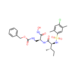 CC[C@H](C)[C@H](NS(=O)(=O)c1cc(C)c(Cl)cc1C)C(=O)N[C@@H](CNC(=O)OCc1ccccc1)C(=O)NO ZINC000026503581