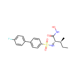 CC[C@H](C)[C@H](NS(=O)(=O)c1ccc(-c2ccc(F)cc2)cc1)C(=O)NO ZINC000473169322